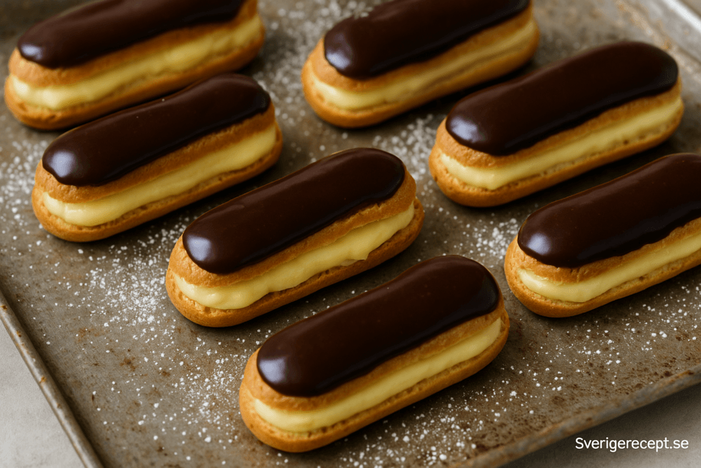 Éclairs fyllda med vaniljkräm – fransk elegans i varje tugga