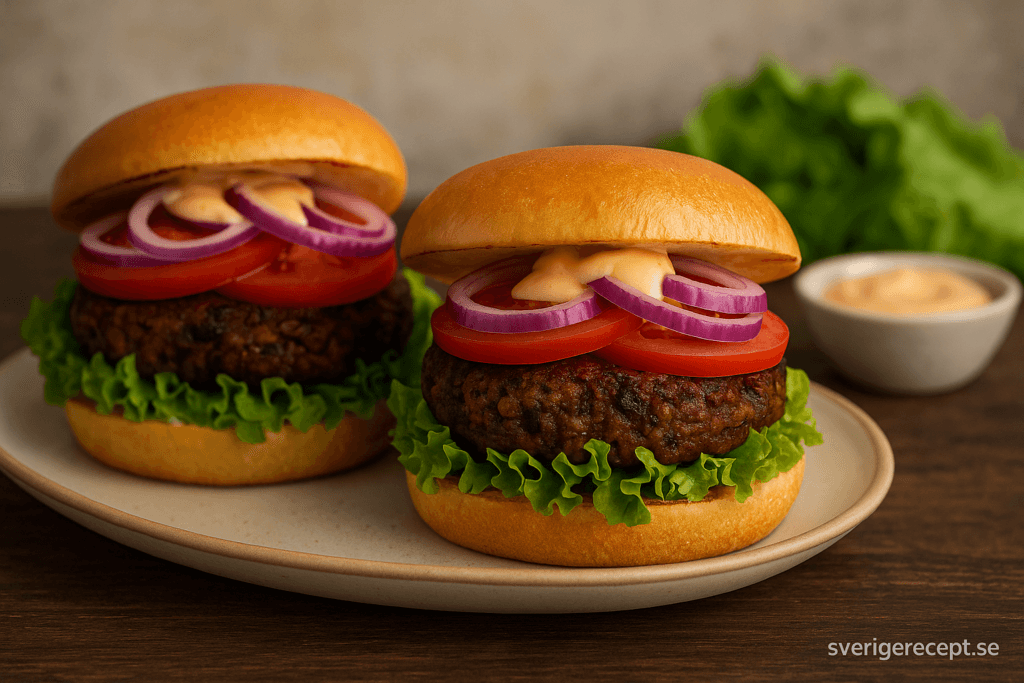 Veganska burgare med bönor och linser – proteinrika, saftiga och fulla av smak