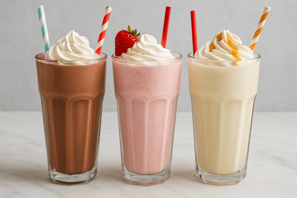 Amerikanska milkshakes i olika smaker – krämiga, söta och oemotståndliga klassiker