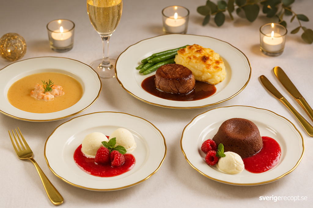 Nyårsmeny med tre rätter – lyx på tallriken utan stress